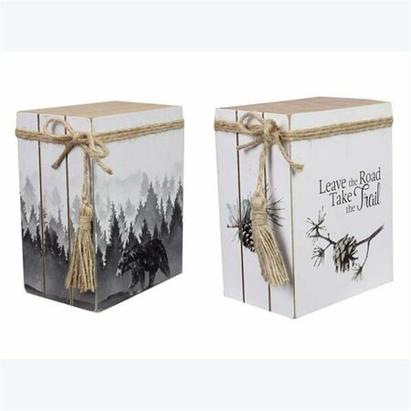 YOUNGS Wood Cabin Faux Book Tabletop Decor, Assorted Color - 2 Piece 11024